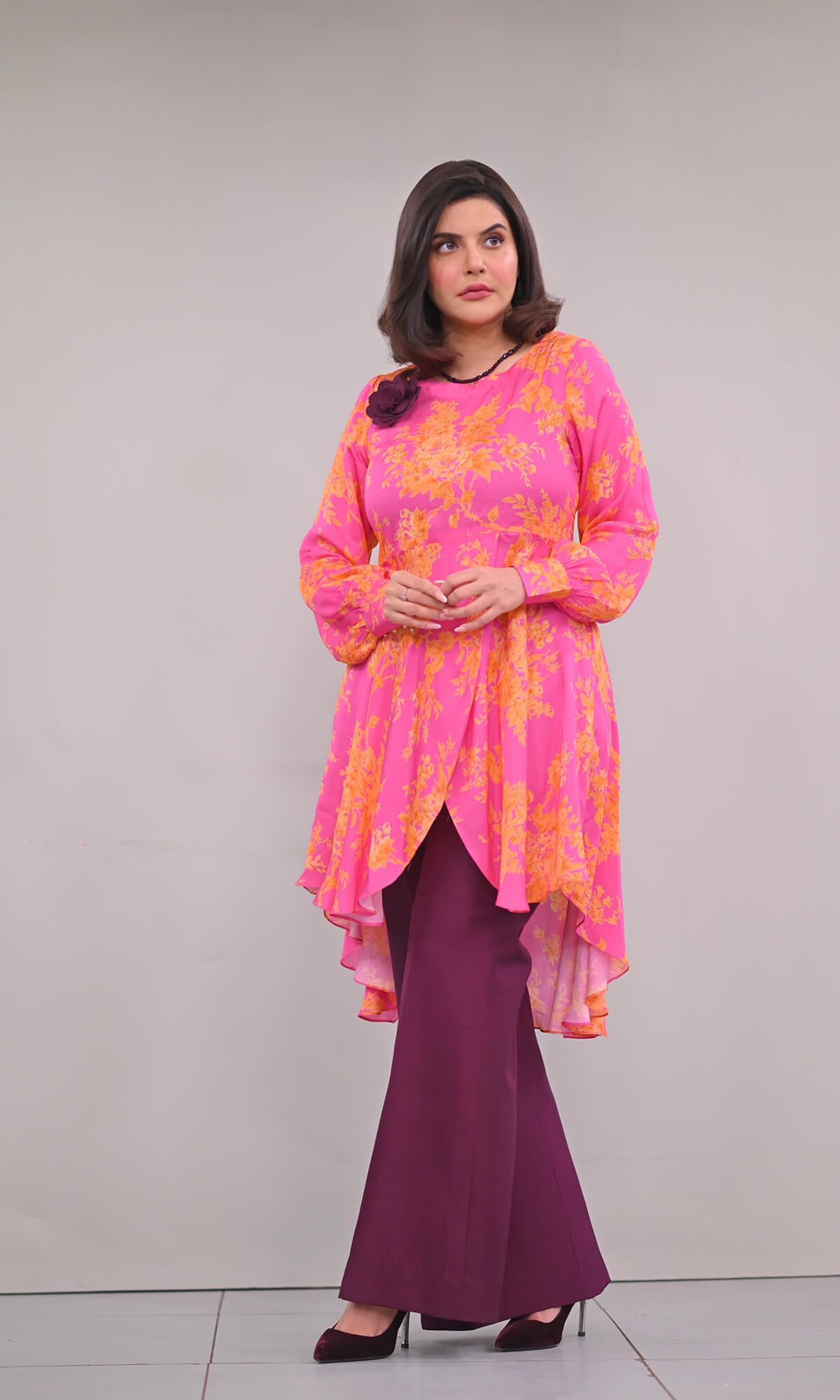 peplum top with Wide leg pants