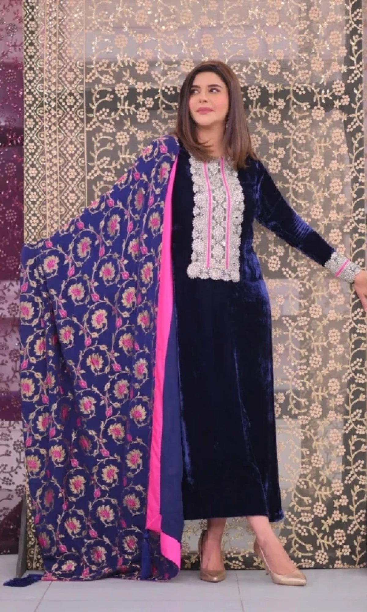 Velvet Suit with pure banarsi chiffon